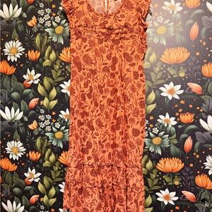 Universal Thread Orange Floral Maxi Dress